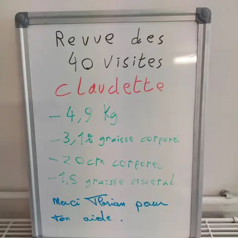 Le bilan sur ardoise d’une membre du club Sunrise nutrition