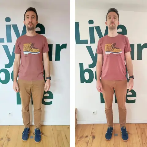 Une membre du club Sunrise nutrition en montage avant et après, vue de face